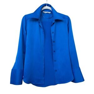 Zara Vibrant Blue Women’s button down shirt XS